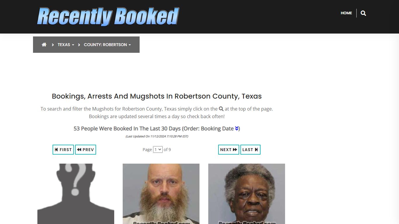 Bookings, Arrests and Mugshots in Robertson County, Texas - Recently Booked